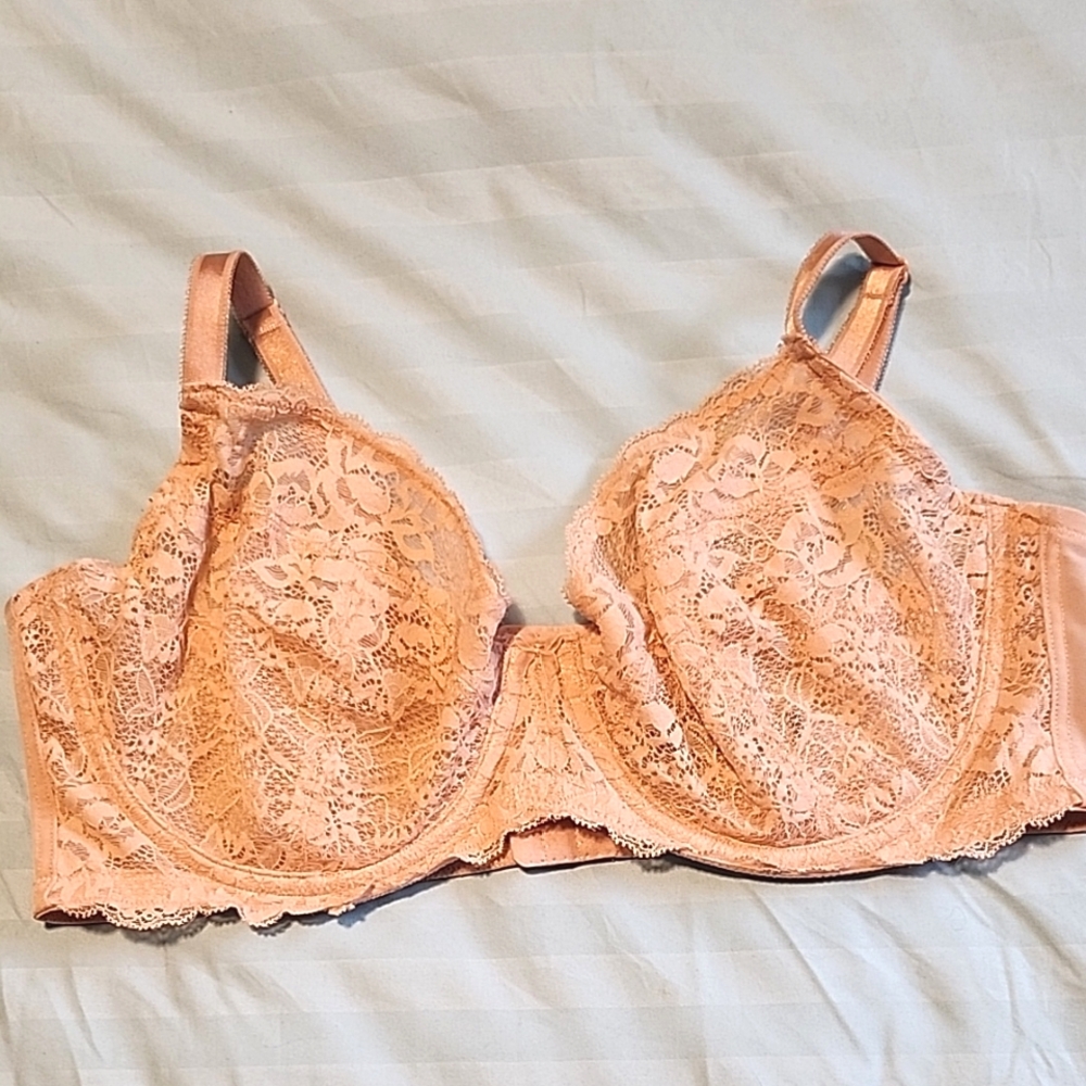 Elegant Lace Peach Bra 40D
